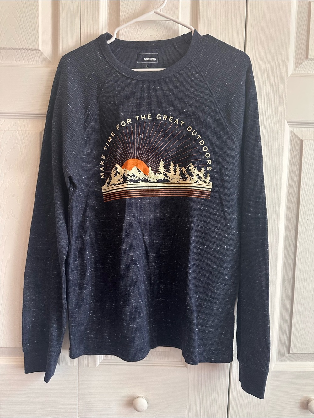 Sonoma Navy Speckled Thermal Crewneck